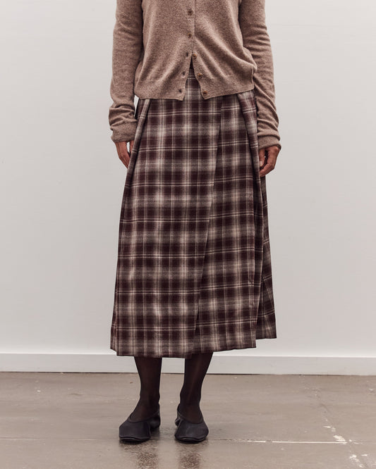 Plaid Midi Skirt, Brown Plaid