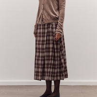 Plaid Midi Skirt, Brown Plaid