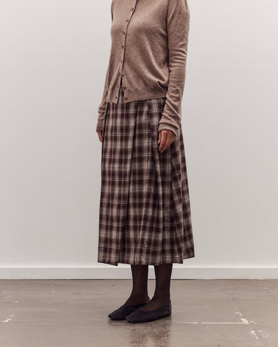 Plaid Midi Skirt, Brown Plaid