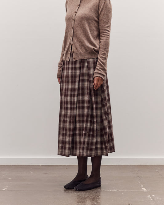 Plaid Midi Skirt, Brown Plaid