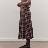 Plaid Midi Skirt, Brown Plaid