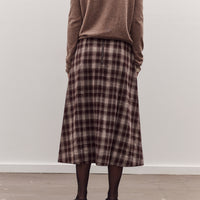 Plaid Midi Skirt, Brown Plaid