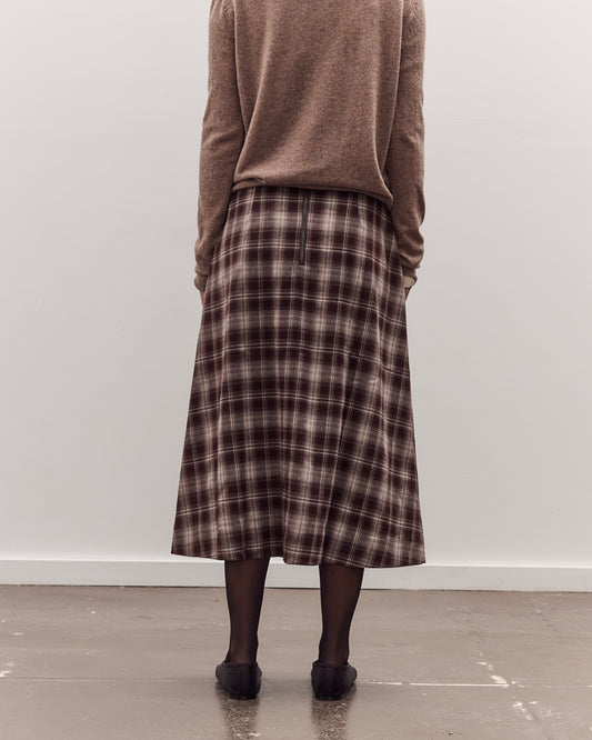 Plaid Midi Skirt, Brown Plaid