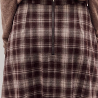 Plaid Midi Skirt, Brown Plaid