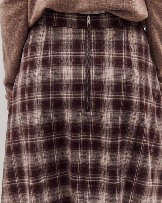 Plaid Midi Skirt, Brown Plaid
