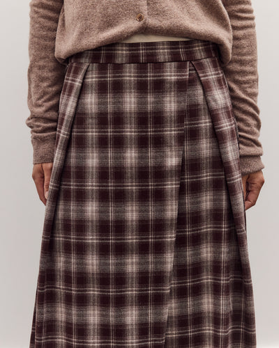 Plaid Midi Skirt, Brown Plaid