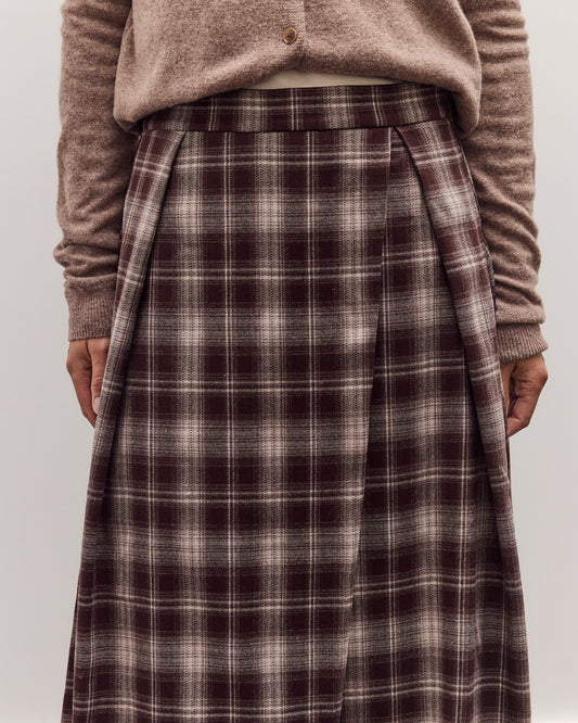 Plaid Midi Skirt, Brown Plaid