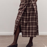 Plaid Midi Skirt, Brown Plaid