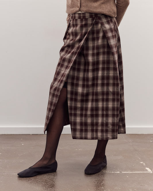 Plaid Midi Skirt, Brown Plaid