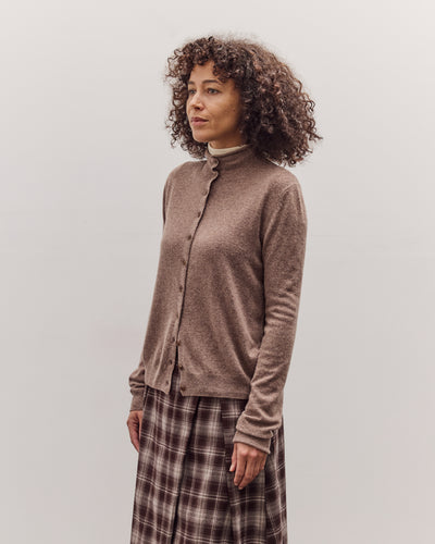 Mock Neck Cardigan, Dark Beige