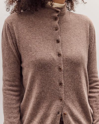 Mock Neck Cardigan, Dark Beige