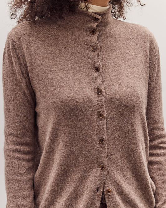 Mock Neck Cardigan, Dark Beige