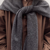Wool Blend Knit Shawl, Charcoal