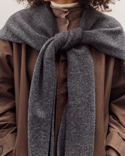 Wool Blend Knit Shawl, Charcoal