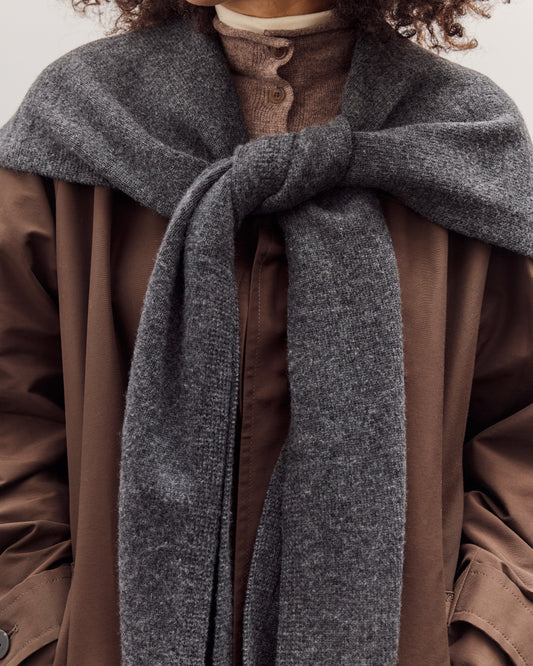 Wool Blend Knit Shawl, Charcoal