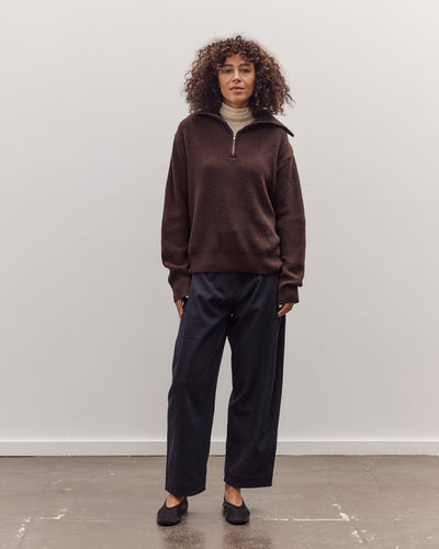 Ribbed Half-Zip Sweater, Brown