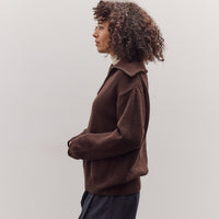 Ribbed Half-Zip Sweater, Brown