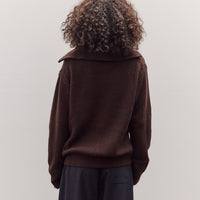 Ribbed Half-Zip Sweater, Brown