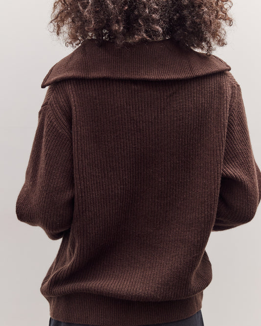 Ribbed Half-Zip Sweater, Brown