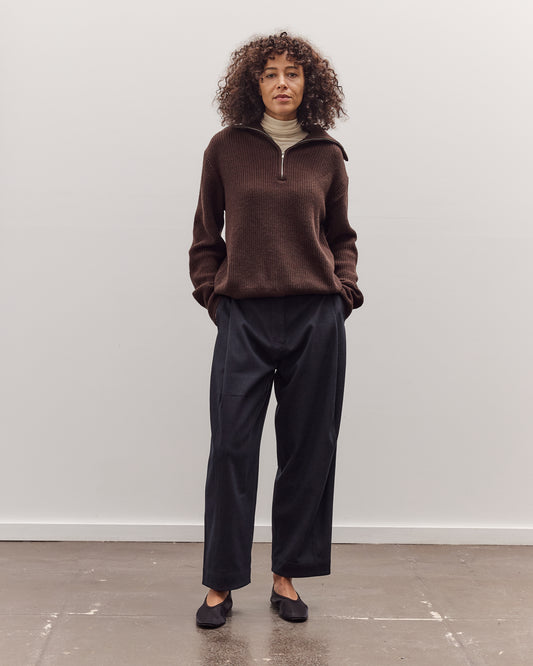 Cropped Barrel-Leg Pants, Navy