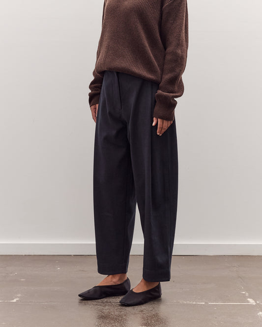 Cropped Barrel-Leg Pants, Navy