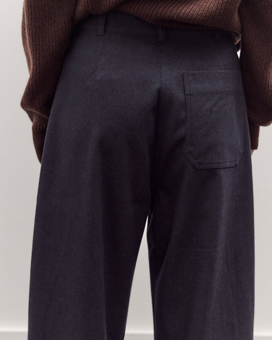 Cropped Barrel-Leg Pants, Navy