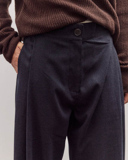 Cropped Barrel-Leg Pants, Navy