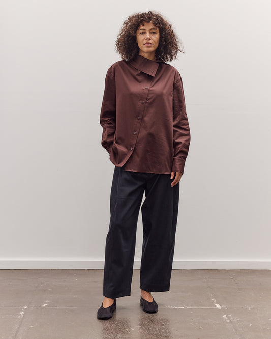 Asymmetric Cotton Shirt, Brown