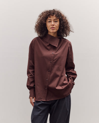 Asymmetric Cotton Shirt, Brown
