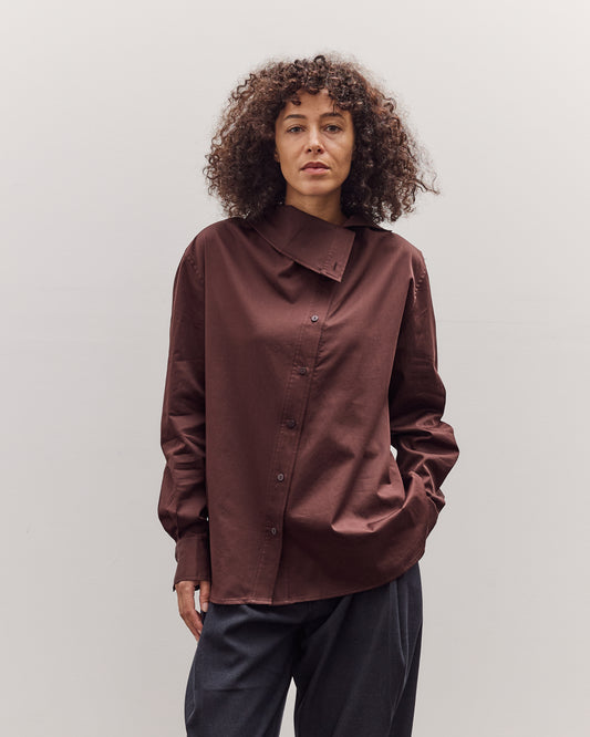 Asymmetric Cotton Shirt, Brown