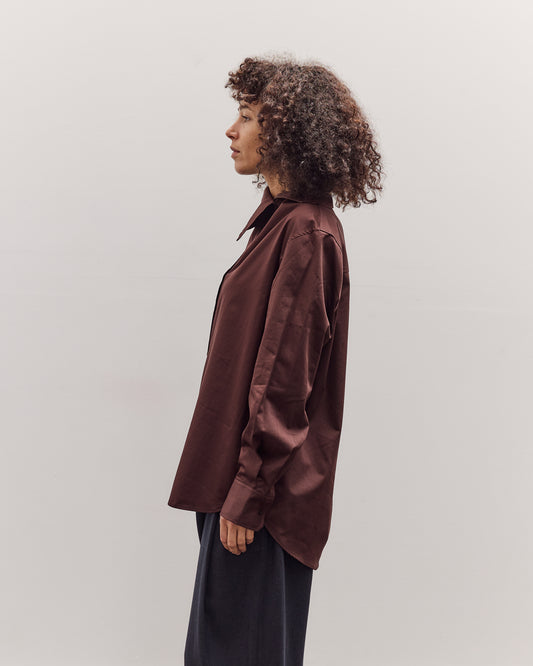 Asymmetric Cotton Shirt, Brown