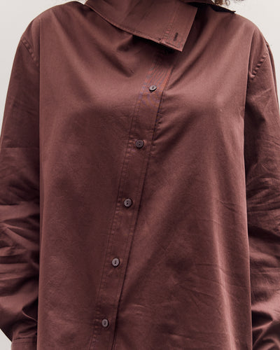 Asymmetric Cotton Shirt, Brown