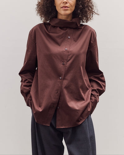 Asymmetric Cotton Shirt, Brown