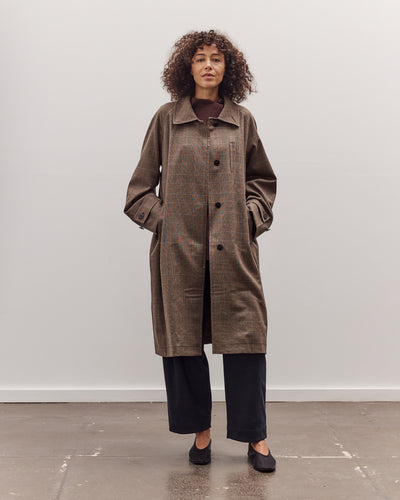 Wool Blend Plaid Trench Coat, Brown Plaid