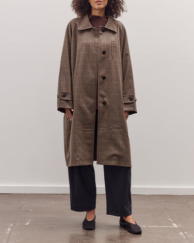 Wool Blend Plaid Trench Coat, Brown Plaid