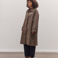Wool Blend Plaid Trench Coat, Brown Plaid