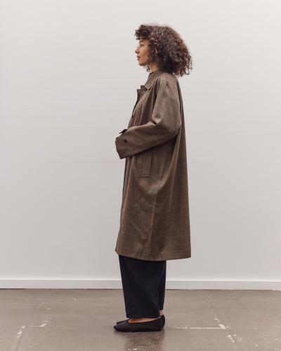 Wool Blend Plaid Trench Coat, Brown Plaid