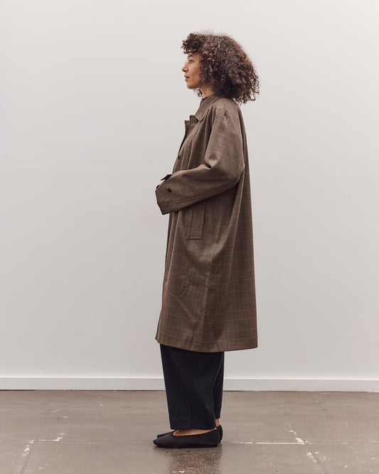 Wool Blend Plaid Trench Coat, Brown Plaid