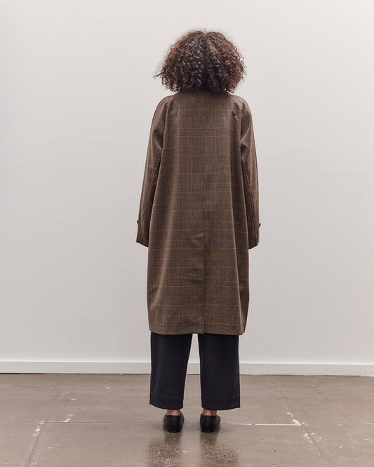 Wool Blend Plaid Trench Coat, Brown Plaid