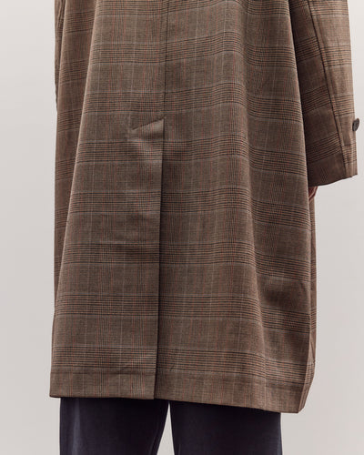 Wool Blend Plaid Trench Coat, Brown Plaid