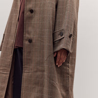 Wool Blend Plaid Trench Coat, Brown Plaid