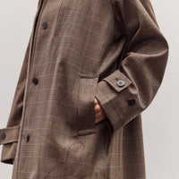 Wool Blend Plaid Trench Coat, Brown Plaid