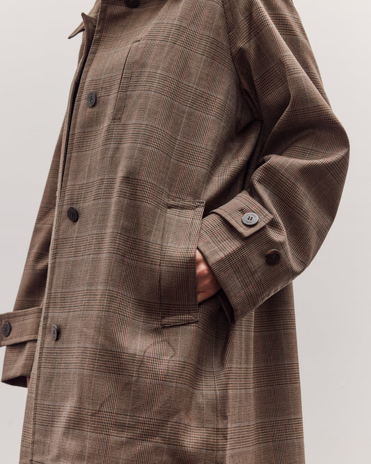 Wool Blend Plaid Trench Coat, Brown Plaid