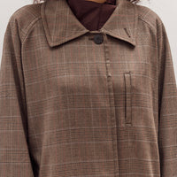Wool Blend Plaid Trench Coat, Brown Plaid