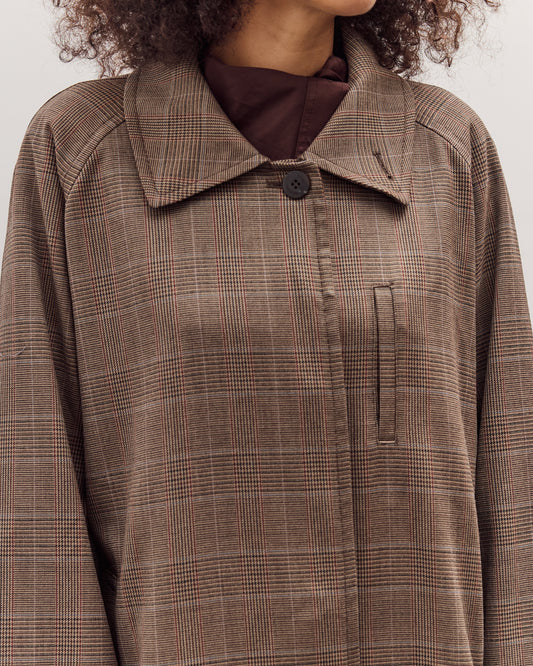 Wool Blend Plaid Trench Coat, Brown Plaid