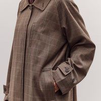 Wool Blend Plaid Trench Coat, Brown Plaid