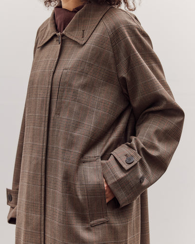 Wool Blend Plaid Trench Coat, Brown Plaid