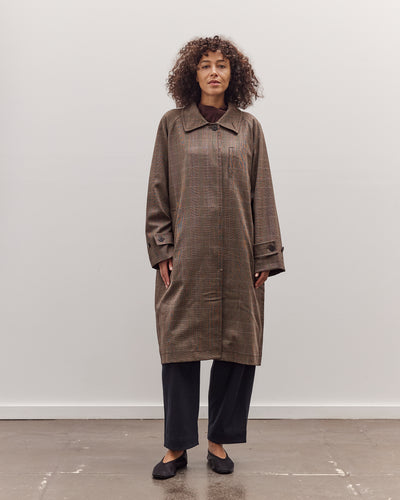 Wool Blend Plaid Trench Coat, Brown Plaid