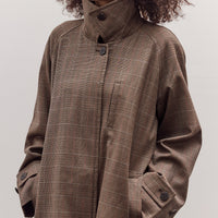 Wool Blend Plaid Trench Coat, Brown Plaid