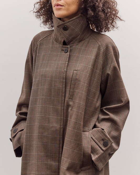Wool Blend Plaid Trench Coat, Brown Plaid